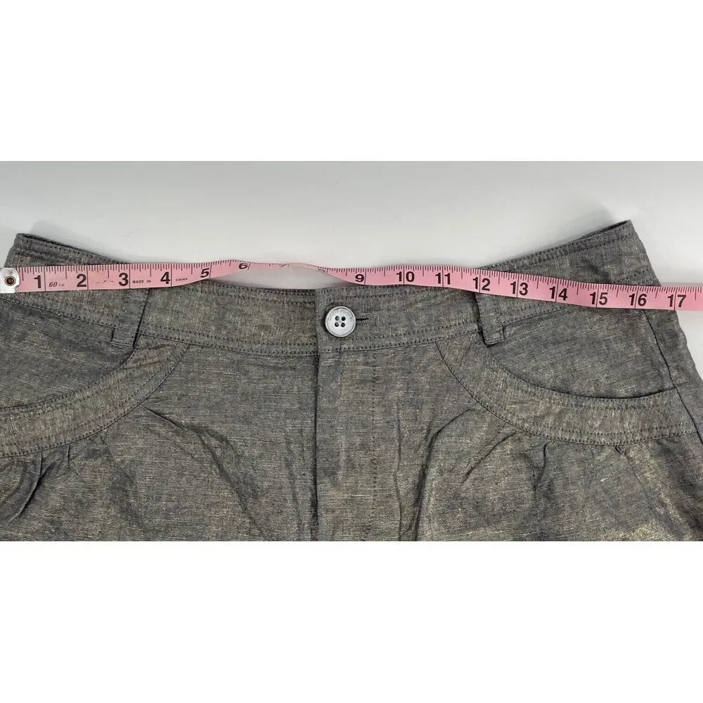 DKNY‎ Shorts Woman's 8 Linen Blend Metallic Gray Silver Y2K 90s 80's Clubwear